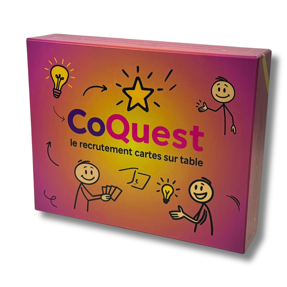 La boîte de jeu CoQuest — le recrutement cartes sur table