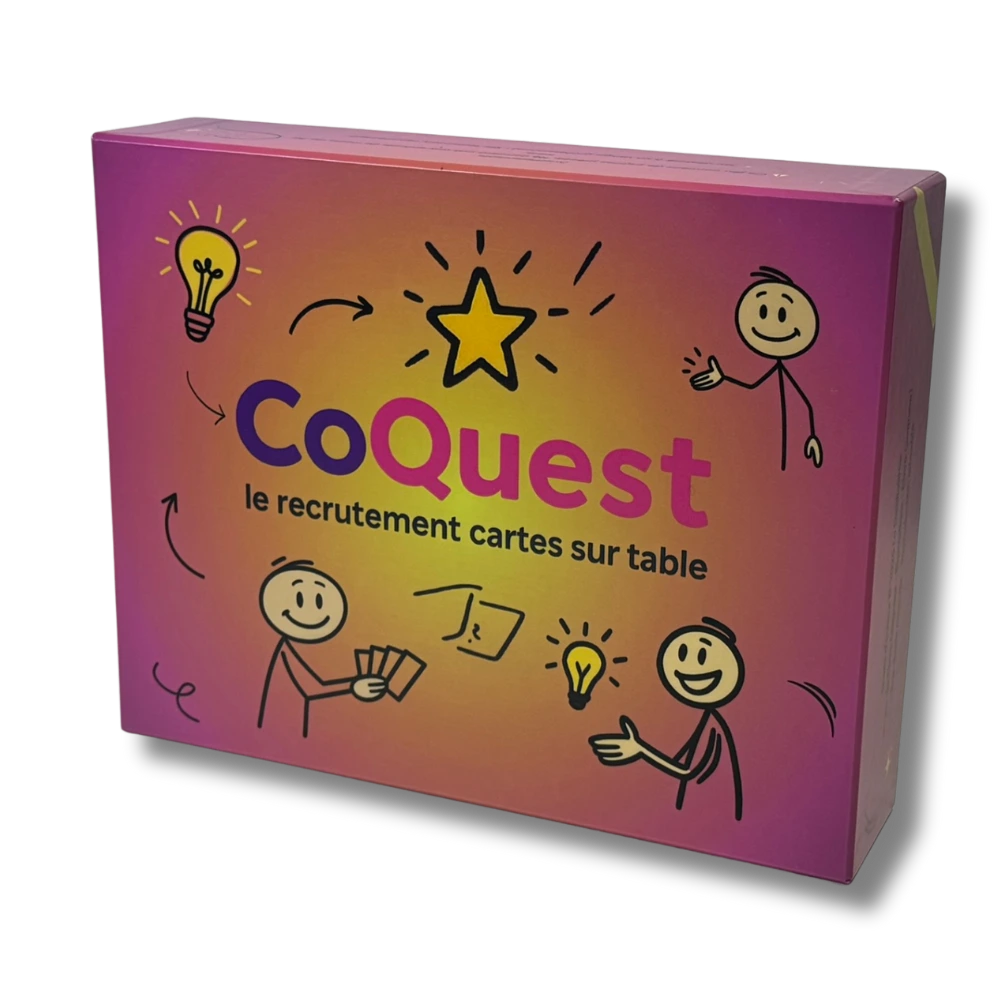 Recruter en jouant — plateau de jeu CoQuest déployé pendant un entretien